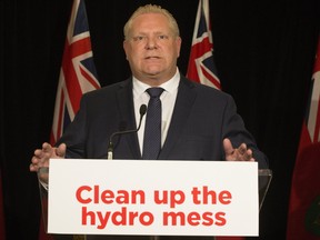Ontario PC Leader Doug Ford campaigns before the election on fixing the province’s hydro system. His government is considering changes to the Liberals’ scheme to cut electricity bills.