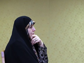 In this Saturday, Sept. 8, 2018 photo, Shahindokht Molaverdi, a top adviser to Iran's president on human rights, gives an interview to The Associated Press at her office in Tehran, Iran. Molaverdi said that the government "failed" to help a U.S. permanent resident imprisoned over spying allegations that she invited to the country for a summit. She cited the case of Nizar Zakka, a Lebanese-born internet freedom advocate who had been living in the U.S. and is now serving 10 years in prison.