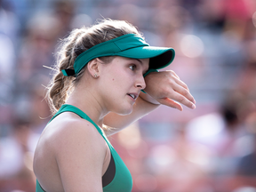 Eugénie Bouchard during a Rogers Cup tennis match in Montreal, Aug. 7, 2018. The Canadian has struggled with her game since she was ranked fifth-best women’s player in the world in 2014.