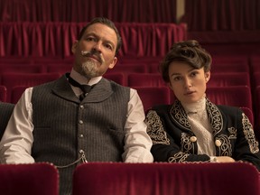 Dominic West, left, and Keira Knightley in a scene from Colette.