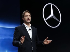 FILE - In this Jan. 9, 2017 file photo Ola Kallenius, member of the Board of Management of Daimler AG, Group Research and Mercedes-Benz Cars Development speaks at the North American International Auto Show in Detroit. Daimler AG said Wednesday, Sept. 26, 2018 that Kallenius will take over as the company's CEO in 2019.