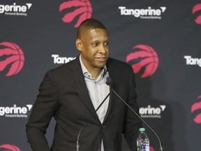 Toronto Raptors president Masai Ujiri was at the the MLSE Launchpad announcing the multi-year signing of guard Fred VanVleet in Toronto, Ont. on Friday July 6, 2018.