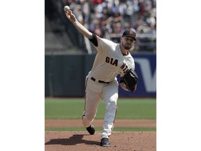 San Francisco Giants pitcher Chris Stratton throws against the New York Mets during the first inning of a baseball game in San Francisco, Sunday, Sept. 2, 2018.