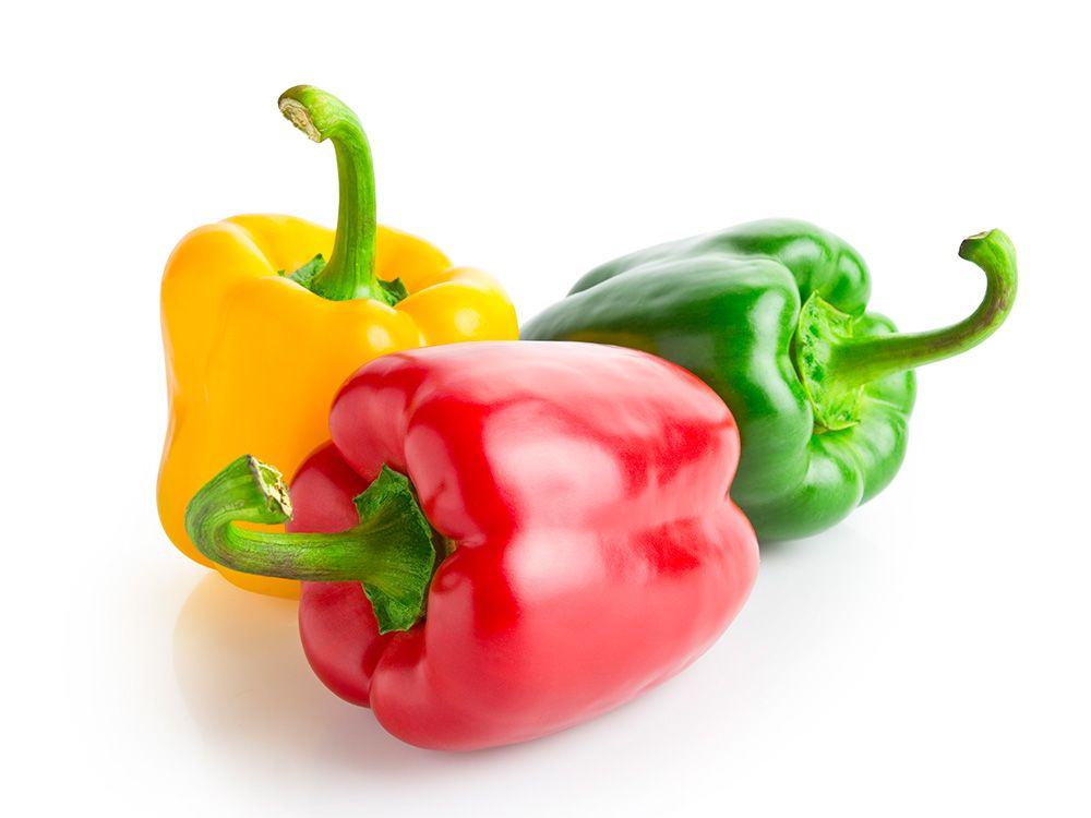 Green, Yellow & Red Bell Peppers - Produce - Market