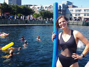 Anika Riopel poses for a photo at the Halifax harbour on Sunday, September 16, 2018. 10 years ago, the thought of going for a swim in the Halifax harbour might have made some Nova Scotians cringe, but after a successful public swimming event was held Sunday afternoon, a community group says it seems like there's an appetite for a swimming spot on the waterfront.