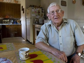 Herb Pepperdine, 85, reflects on the Springhill Mine disaster of 1958, in his kitchen in Springhill, N.S. on October 19, 2008. Herb Pepperdine was 95 years old when he passed away Friday in Springhill, N.S. His obituary says Pepperdine mined coal all his life and spent eight days trapped in the Springhill mine after an underground convulsion on Oct. 23, 1958.
