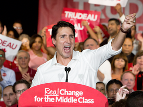 Justin Trudeau at a campaign rally in August 2015.