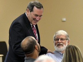 FILE - In this Sept. 3, 2018, file photo, Sen. Joe Donnelly, D-Ind., talks to guests at the Labor Day Awards Banquet at Idle Creek Banquet Center in Terre Haute, Ind. GOP Indiana Senate candidate Mike Braun often refers to his rival, Donnelly, as "Sleepin' Joe," but it's actually Braun's own sleepy campaign that has Republicans worried.