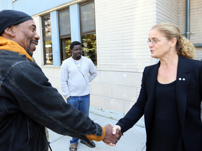 Governor General Julie Payette meets Corsini Alexander in Gatineau, Que. on Sept. 24, 2018. Alexander was left homeless after a tornado stuck last week.