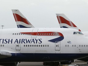 FILE - In this file photo dated Tuesday, Jan. 10, 2017, British Airways planes are parked at Heathrow Airport in London. ﻿﻿﻿﻿﻿﻿﻿﻿ British Airways announced a "very sophisticated malicious criminal attack" on its website Thursday Sept. 6, 2018, that compromised personal credit card information of its customers, and Chief Executive Alex Cruz said Friday the company is "100 percent committed" to compensating customers whose financial information was stolen.