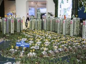A model of the Forest City development is displayed at the Country Garden Holdings property showroom in Johor Bahru, Malaysia.