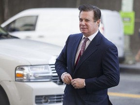 Paul Manafort, former campaign manager for Donald Trump, arrives at federal court in Washington on June 15, 2018.