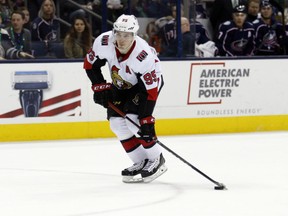 n this March 17, 2018, file photo, Ottawa Senators forward Matt Duchene carries the puck against the Columbus Blue Jackets during an NHL hockey game in Columbus, Ohio. When John Tavares opted to forego signing an extension with the New York Islanders and test free agency, he became the most interesting man in hockey.