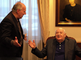 Werner Herzog, left, with Mikhail Gorbachev in the film Meeting Gorbachev.