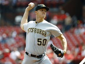 Pittsburgh Pirates starting pitcher Jameson Taillon throws during the first inning of a baseball game against the St. Louis Cardinals Wednesday, Sept. 12, 2018, in St. Louis.