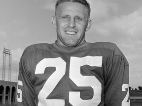 FILE - This is a July 26, 1962, file photo showing Tommy McDonald of the Philadelphia Eagles football team, in Hershey, Penn. Hall of Famer Tommy McDonald has died at 84. His death was announced Monday, Sept. 24, 2018, by the Pro Football Hall of Fame. Details were not disclosed.