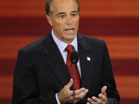 FILE - In this Sept. 3, 2008, file photo, Chris Collins, of Buffalo, N.Y., speaks at the Republican National Convention in St. Paul, Minn. Collins will remain on the November ballot despite previously suspending his campaign amid an insider trading indictment.