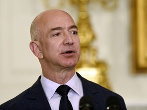 FILE - In this May 5, 2016, file photo, Jeff Bezos, the founder and CEO of Amazon.com, speaks in the State Dining Room of the White House in Washington. Bezos said Thursday, Sept. 13, 2018, that he will start a $2 billion charitable fund to help homeless families and open new preschools in low-income neighborhoods.