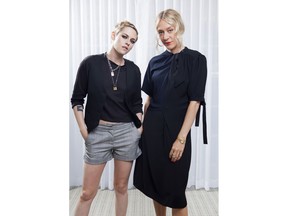 In this Aug 23, 2018 photo, Kristen Stewart, left, and Chloe Sevigny pose for a portrait at the Four Seasons Hotel in Los Angeles to promote their film "Lizzie," a provocative Lizzie Borden biopic.