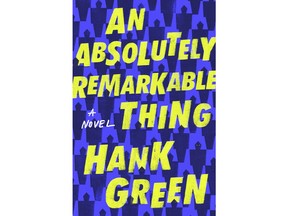 This cover image released by Dutton shows "An Absolutely Remarkable Thing," a novel by Hank Green. (Dutton via AP)