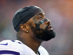 FILE - In this Saturday, Aug. 11, 2018, file photo, Minnesota Vikings defensive end Everson Griffen watches during the first half of an NFL football game against the Denver Broncos, in Denver. Griffen has been sidelined indefinitely by an undisclosed situation that has caused concern within the organization about his well-being.