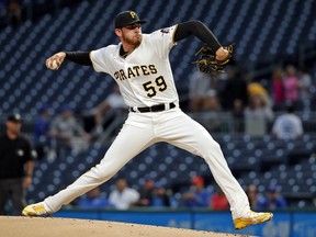 Pittsburgh Pirates starting pitcher Joe Musgrove delivers in the first inning of a baseball game against the Kansas City Royals in Pittsburgh, Monday, Sept. 17, 2018.