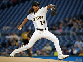 Pittsburgh Pirates starting pitcher Chris Archer delivers in the first inning of a baseball game against the Kansas City Royals in Pittsburgh, Wednesday, Sept. 19, 2018.