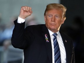 President Donald Trump leaves the stage after speaking at the September 11th Flight 93 Memorial Service in Shanksville, Pa., Tuesday, Sept. 11, 2018.