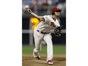 Philadelphia Phillies' Aaron Nola pitches during the first inning of the team's baseball game against the New York Mets, Tuesday, Sept. 18, 2018, in Philadelphia.