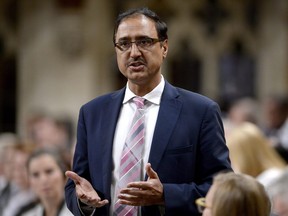 Minister of Natural Resources Amarjeet Sohi rises during Question Period in the House of Commons on Parliament Hill in Ottawa on Monday, Sept. 24, 2018.