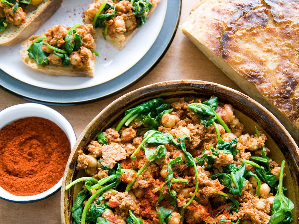 Cook this Spanishstyle chickpeas and spinach from The Chickpea