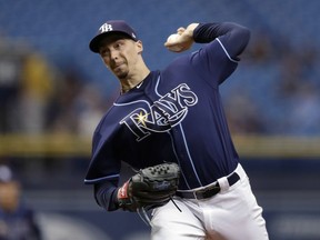Tampa Bay Rays' Blake Snell pitches to the Cleveland Indians during the first inning of a baseball game Wednesday, Sept. 12, 2018, in St. Petersburg, Fla.