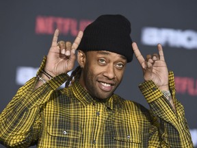 FILE - In this Dec. 13, 2017, file photo, Ty Dolla $ign arrives at the U.S. premiere of "Bright" at the Regency Village Theatre in Los Angeles. Singer and rapper Ty Dolla $ign has been arrested Wednesday, Sept. 5, 2018, on drug charges in Atlanta.