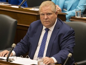 Ontario Premier Doug Ford attends Question Period at the Ontario Legislature in Toronto, on Wednesday, September 12, 2018.