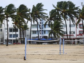 Volleyball courts on Lummus Park Beach, South Beach are seen on Monday, Sept. 3, 2018.