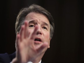 FILE - In this Sept. 5, 2018, file photo, Supreme Court nominee Brett Kavanaugh, testifies before the Senate Judiciary Committee on Capitol Hill in Washington, for the second day of his confirmation hearing to replace retired Justice Anthony Kennedy.