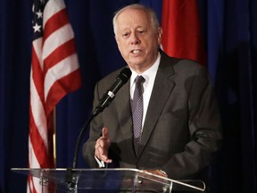 FILE - In this Aug. 24, 2018, file photo, Democratic Senate candidat Phil Bredesen speaks at a summit on the opioid crisis in Nashville, Tenn. Bredesen says he is "embarrassed by the circus" in the hearings for Brett Kavanaugh's Supreme Court confirmation, pointing at Republicans and Democrats. The former governor said Sept. 12 that Republicans are "running this thing through in a way that I don't think was the founders' intent."