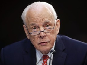 In this Sept. 7, 2018, photo, John Dean, former Counsel to the President President Richard Nixon, speaks to the Senate Judiciary Committee during the final stage of the confirmation hearing for President Donald Trump's Supreme Court nominee, Brett Kavanaugh, on Capitol Hill in Washington. It's a different time with different circumstances, but parallels with Watergate have been growing by the week. A White House seething with intrigue and backstabbing, hunting for the anonymous Deep-State-Throat. A president feeling besieged by tormentors, tending his own enemies list. A special prosecutor's investigation, sparked by a break-in at the Democratic National Committee. Dean is even testifying to Congress about the abuse of power.