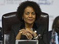 Michaelle Jean, secretary general of la Francophonie, takes part in a plenary session at the Francophonie Summit in Yerevan, Armenia on Thursday, Oct. 11, 2018.