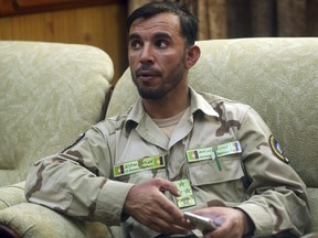 In this Aug. 4, 2016 file photo, Gen. Abdul Raziq, Kandahar police chief, speaks during an interview with The Associated Press in Kandahar, Afghanistan.