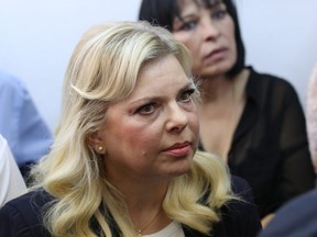 Sara Netanyahu, wife of Israeli Prime Minister Benjamin Netanyahu, attends a hearing at the Magistrate's Court in Jerusalem on October 7, 2018.