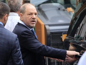 Harvey Weinstein leaves New York Criminal Court October 11, 2018 with his lawyer Benjamin Brafman after his hearing on his criminal case.