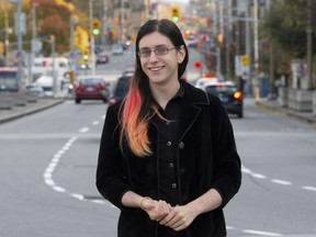 Lyra Evans, who was elected as a school trustee poses for a photograph in Ottawa, Tuesday October 23, 2018. A woman who was once homeless in Ottawa has been elected the first openly transgender school trustee in Ontario and possibly in Canada. Lyra Evans will become the Zone 9 Ottawa-Carleton school trustee after garnering 55 per cent of the votes cast Monday in her district as part of Ontario's municipal elections.