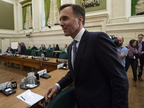 Finance Minister Bill Morneau arrives at the Standing Committee on International Trade on Parliament Hill in Ottawa, Tuesday October 16, 2018.