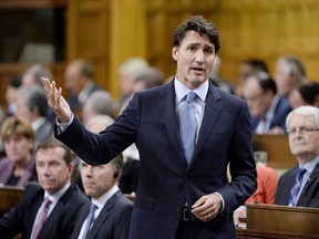 Prime Minister Justin Trudeau speaks during question period in the House of Commons on Parliament Hill, in Ottawa on Tuesday, Oct. 16, 2018.