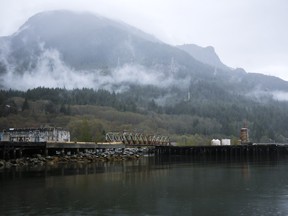 The WoodFibre LNG project site is pictured in Howe Sound south of Squamish, British Columbia.