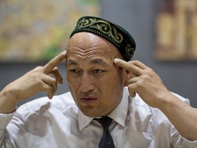 FILE - In this March 29, 2018, file photo, Omir Bekali talks about the psychological stress he endures in a Chinese internment camp during an interview in Almaty, Kazakhstan. Bekali, a former detainee in China's internment camps for Muslims, says his application for a visa to visit the United States was rejected despite an invitation to speak at Congress about his ordeal.