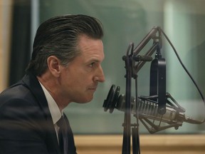 Democratic candidate Gavin Newsom listens to questions during a California gubernatorial debate with Republican candidate John Cox at KQED Public Radio Studio in San Francisco, Monday, Oct. 8, 2018.