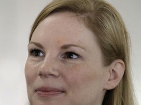 FILE - In this Aug. 17, 2018, file photo, Missouri State Auditor Nicole Galloway appears in Sedalia, Mo. A state audit has found that police across Missouri don't know the whereabouts of nearly 1,300 registered sex offenders, including hundreds who fall into the most dangerous category. Missouri state Auditor Galloway, a Democrat, released the audit Monday Oct. 1, 2018.