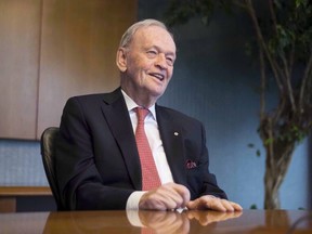 Former prime minister Jean Chretien participates in an interview in Ottawa on March 7, 2017.